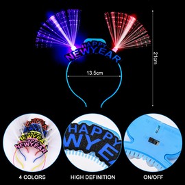 Happy New Year Headband, LED Hair Accessories, New Year's Eve Headband, 4 Pieces, LED Headband for New Years Eve