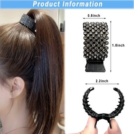 Metal Rhinestone Hairclips Nonslip High Ponytail Buckle Claw Clips,4Pcs Rhinestone Ponytail Buckle Metal Hair Clips Hair Clips,Ponytail Buckle Hair Clip Nonslip Metal High Ponytail Claw Clips for Girl