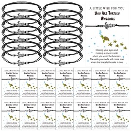 15 Sets Team Employees Appreciation Gift Bulk Sea Turtle Bracelets Good Luck Bracelets with You're Turtley Awesome Cards Inspirational Turtle Gifts Favors for Staff Coworkers