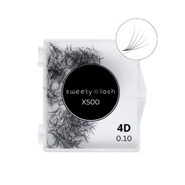 SWEETY LASH - Eyelash Extension - 500pcs 4D Volume Lashes Russian Premade Silk Bouquet Individual False Eyelashes Curl D & C (4D-0.10D-0.10C-9-16mm) - 10mm C