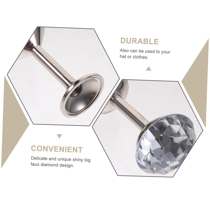 GRIRIW 2pcs Elegant Silver Diamond Curtain Tiebacks Drapery Hooks for