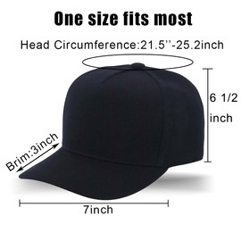 ZH 1PC 5 Panel Baseball caps, Bulk Baseball caps, Customizable DIY Design, Wholesale Caps, One-Size-Fits-All Black