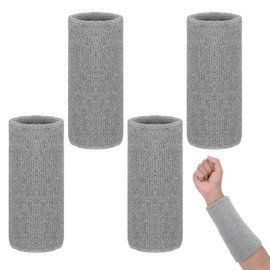 MBAIYO Sweatband Wrist, Sports Sweatbands Elastic Athletic Wrist for Men Women Football Basketball Tennis Gymnastics Black 4 Pieces (Grey)
