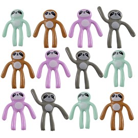 Curious Minds Busy Bags 12 Tiny Bendable Sloth Figurines - Posable Animal Action Figure Small Novelty Toy Prize Assortment for Birthday Party Gifts