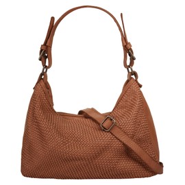 Samantha Look Women's Real Leather Shopper | Made in Italy, Trendy Braided Design, Smartphone Compartment | 021416, Cognac