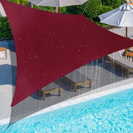 COARBOR 7'x11' Waterproof Sun Shade Sail Rectangle Canopy Shade Cover for Patio Outdoor Backyard Lawn Garden Pergola, Red