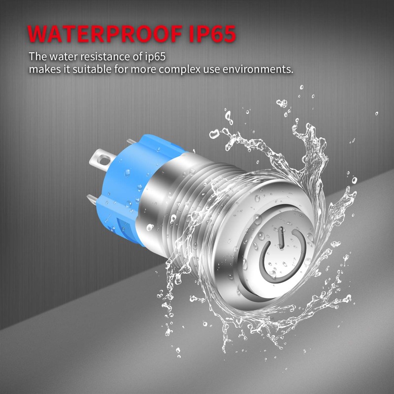 DaierTek 6Pcs Mini Round Waterproof Push Button Switch 12mm ON