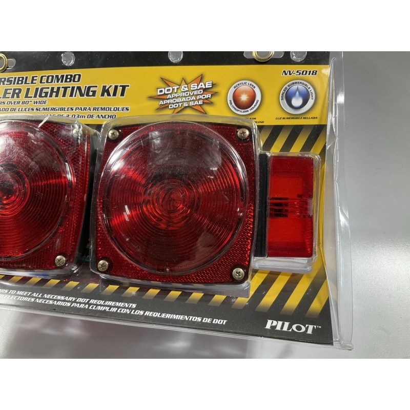 Pilot NV5018 Red Rectangular Surface Mount LED Trailer Submersible Combo