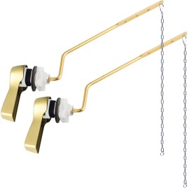 Hibbent 2 Pack Universal Toilet Tank Flush Lever Toilet Wrench Handle Fit Most Toilet US - Polished Brass