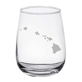 Hawaiian Islands Map - Stemless Wine Glasses Set of 2