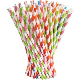 Paper Straws, Pack of 200 Organic Straws, Colourful Paper Straws, Environmentally Friendly Straws, Random Colour
