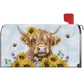YINENA - Funda magnética para vacas de girasol, tamaño estándar de 21 x 18 pulgadas, decoración de temporada para primavera, verano, decoración de jardín y patio