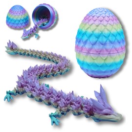 3D Printed Dragon Egg,Dragon Eggs with Dragon Inside,Crystal Dragon Fidget Toys,Full Articulated Dragon Dragon in Egg,Adults Fidget Toys for Autism ADHD (Mini Color)