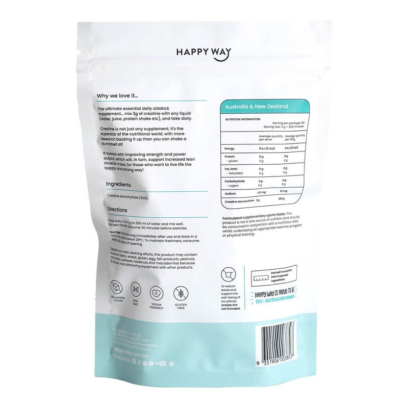 Happy Way Creatine Powder Monohydrate, 300g