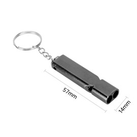 Silbato de Emergencia, Silbato de Seguridad Salvavidas con Llavero, Silbatos de Supervivencia de Doble Tubo, Silbatos Deportivos de Acero Inoxidable, Silbatos Fuertes para Acampar (Negro)