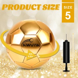 OKWUYiK Size 5 Glitter Gold Soccer Ball Set with Pump Soccer Ball for Youth Adults Training Toddler Soft Sports Outdoor Training for Back to School Kit Sports Gift Practice