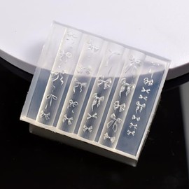 2 moldes de silicona para uñas, diseño de lazo en 3D, múltiples formas, lazos de encaje, accesorios de silicona para uñas, color crema y resina, herra