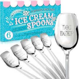 KOYAIRE Ice Cream Spoons Stainless Steel - Dessert Spoons Set of 6