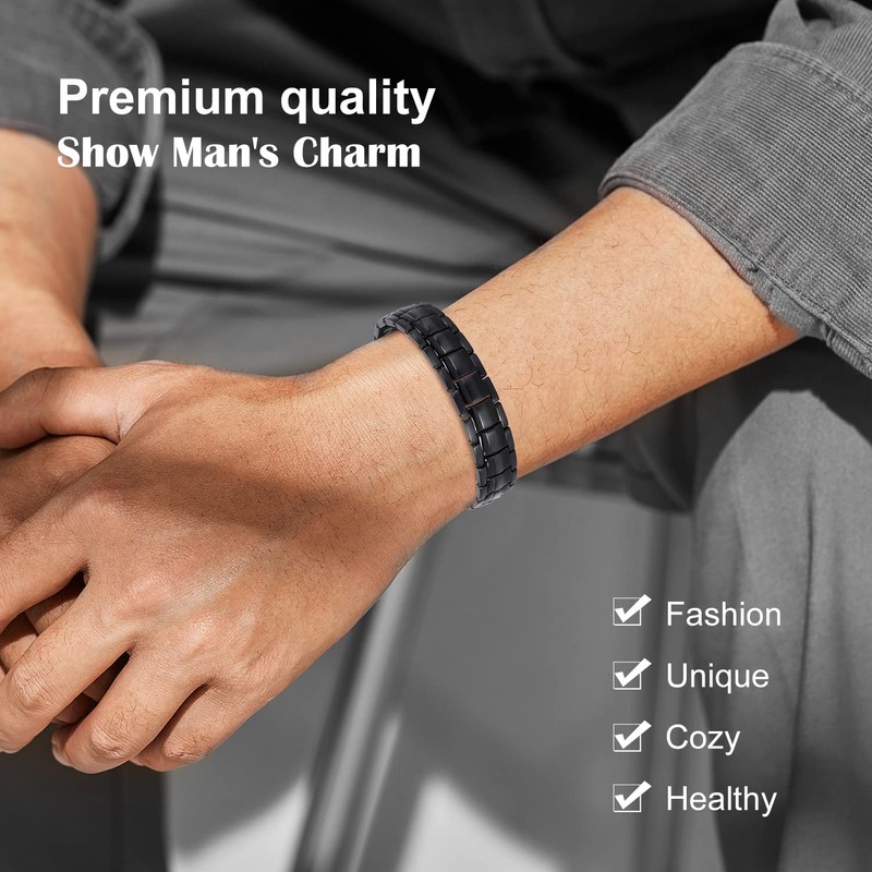 JEROOT Magnetic Bracelets for men,Pure Titanium Magnetic Therapy Bracelet,3500 Gauss