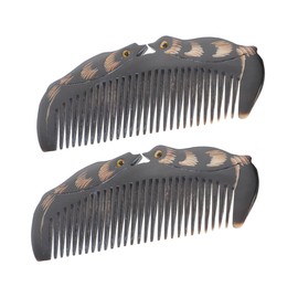 FRCOLOR 2pcs Natural Ox Horn Comb Fine Tooth Scalp Massager for Hair Care Lightweight Versatile Styling Tool for All Hair Types Elegant Design Reduces Static Enhances Shine