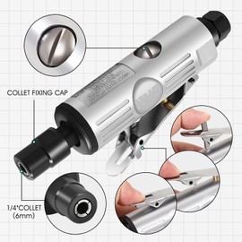 DNA MOTORING MINI AIR DIE GRINDER Straight Pneumatic 25000 RPM Rear Exhaust Polisher with 1/4"(6MM) Collets Mini, TOOLS-00531