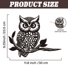 SUPERDANT Metal Owl on a Branch Garden Decoration Bird Animals Garden Ornament for Outdoor Black Silhouette Outdoor Decoration Yard Stakes Decorative Metal Wall Art for Lawn Patio Gardener Gift