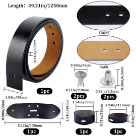 GORGECRAFT 49 Inch Cowhide Belt Strap Replacement 1-1/2"(38mm) Wide Genuine Leather Western Men's Waist Belt Strap Accessories without Buckle with Iron Screws for Casual Jeans Dress Black