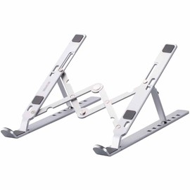 Iris Ohyama NPS-P Laptop Stand, Laptop Stand, Tablet Stand, Teacher Tablet, Height/Angle Adjustable, Posture Improvement, Foldable, Ultra Lightweight, Portable, Silver
