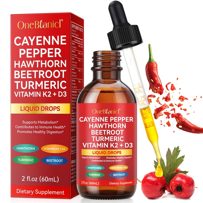 Cayenne Pepper Liquid Drops 60ml | 9-in-1 Liquid Supplement |