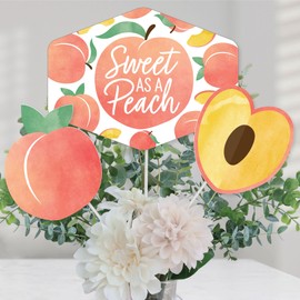 Big Dot of Happiness Sweet as a Peach - Fruit Themed Baby Shower or Birthday Party Centerpiece Sticks - Table Toppers - Set of 15
