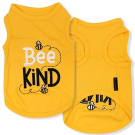 Parisian Pet Dog Tshirt - Embroidered “Bee Kind“ Dog Shirt - Lightweight Dog Tank Top- 100% Cotton, Sleeveless Dog Tee Shirts - Machine Washable Dog Shirt for Large Dogs - L