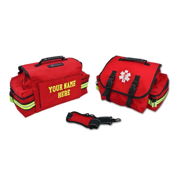 Lightning X Customizable Small Medic First Responder EMT Trauma Bag w/Embroidered Name Patch - RED