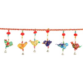 Door Wall Hanging Bird Toran Bandanwar Garland with Pom Pom Indian Traditional Decorative for Home Office Temple Party Wedding Indian Traditional Festival Gudi Padwa Theme Home Decor (Size: 40 x 5