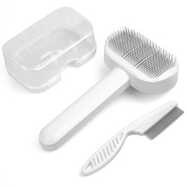 PrimePets Cat Dog Brush, Self-Cleaning Slicker Brush with Release Button, Cat Grooming Brush for Short/Long Hair, Pet Brush for Dog, Kitten, Bunny, Pet Hair Removal Tool