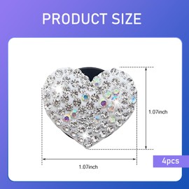 Dogary 4 PCS Shining Heart Shaped Vent Clips, Stylish Rhinestone Heart Clips for Car, Air-conditioning Vent Decor, Cute Crystal Decorative Accessory, Ventilation Accessories for Most Cars (White)