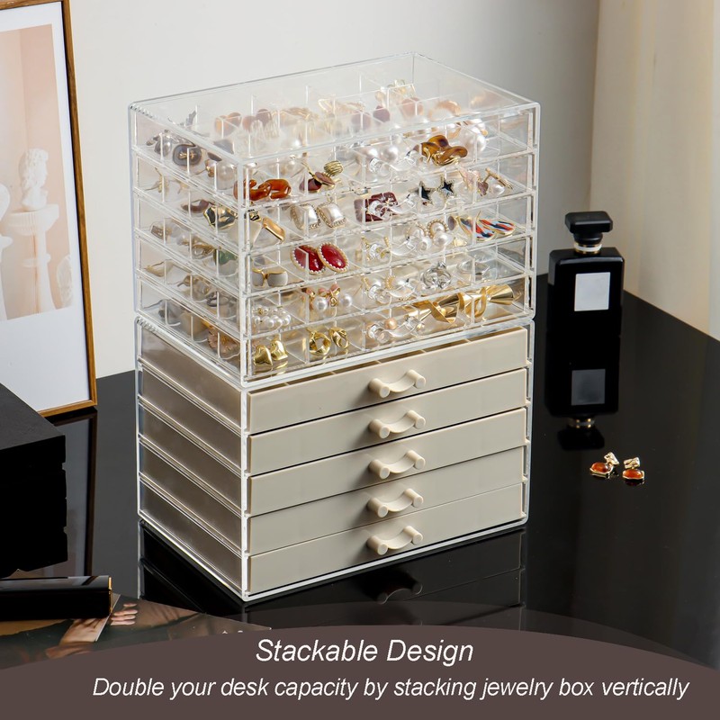 YUFONG Earring Holder Organizer Acrylic Earring Storage Box for Girls