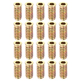 sourcing map 30Pcs Threaded Inserts, M6-1x25 Zinc Alloy Hex Socket Drive Screw-in Nut Threaded Inserts Furniture Bolt Fastener Connector for Wood Working Tool and Accessories