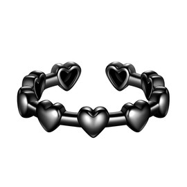 beautlace Love Heart Adjustable Rings Black Gun Plated Romantic Mini Heart Open Ring Jewelry for Men and Women KR0116K