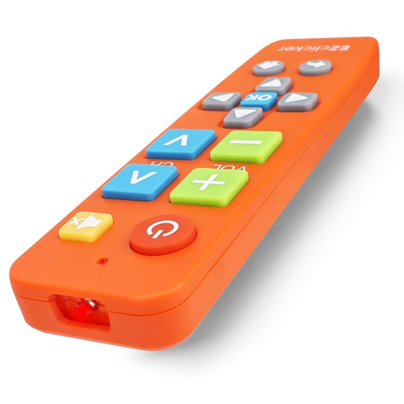 EZclicker Big Button Universal TV Remote (Orange) Simple Easy to