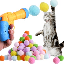 SXFENG Cat Toy, Interactive Cat Toy, Cat Toy Balls with Cat Toy Launcher, Cat Toy for Cats and Kittens, Toy for Indoor Pets, Cats, Dogs (50 Balls)