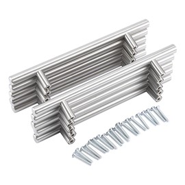 Ejoyous Furniture Handles, Stainless Steel Bar Handles, Rail Handles, Cupboard Drawer, Kitchen Handles, Brushed Door Handle, Wardrobe Pulls Handles with Screw Hole Spacing, 128 mm
