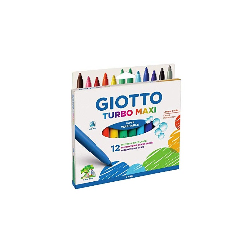 GIOTTO Turbo Maxi Super Washable Felt Tip Fibre Pens, Large