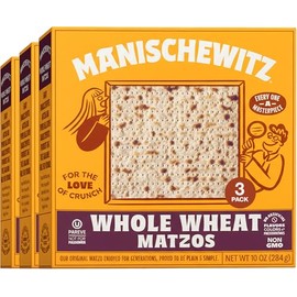 Manischewitz Whole Wheat Matzos, 10 0z (3 Pack) | Thin & Crispy | Non-GMO, No Artificial Flavors or Preservatives | Kosher