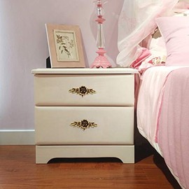 JUXYES Pack of 5 Euro Rose Decorative Cabinet Knobs with Plate, Floral Ivory Drawer Knob Cupboard Door Knobs, Ivory White Drawer Pulls Cabinet Handle Knobs for Dresser Cabinet