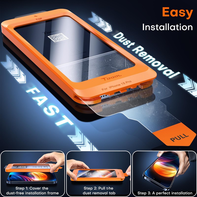 TOCOL TOCOL for iPhone 15 Pro Screen Protector, [9H Hardness]