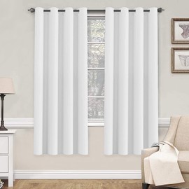 H.VERSAILTEX White Curtains 72 inches Long for Living Room Thermal Insulated Window Treatment Panels/Drapes - (White Color) - Set of 2 - Grommet Top