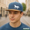 Huuraa Snapback Cap Pferd Silhouette Geschenk Denim Pferd Präsent
