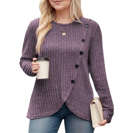 Purple Plus Size Tunic Tops for Women Classic Oversized Autumn Sweatshirts Sweaters 4X