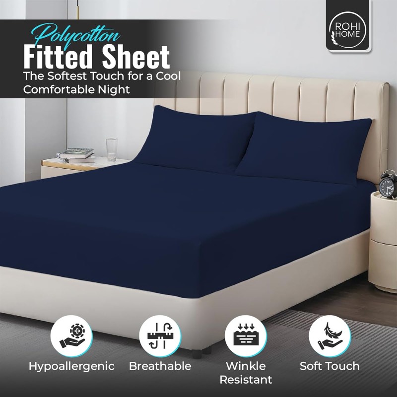 Rohi® King Size Fitted Sheet with Two Pillowcases – 25cm