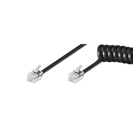 Goobay 68003 Telephone Cable RJ10 Plug Telephone Handset Cable Spiral Cable Telephone Plug RJ10 Cable Landline Telephone Handset Telephone Cable Black 7 m